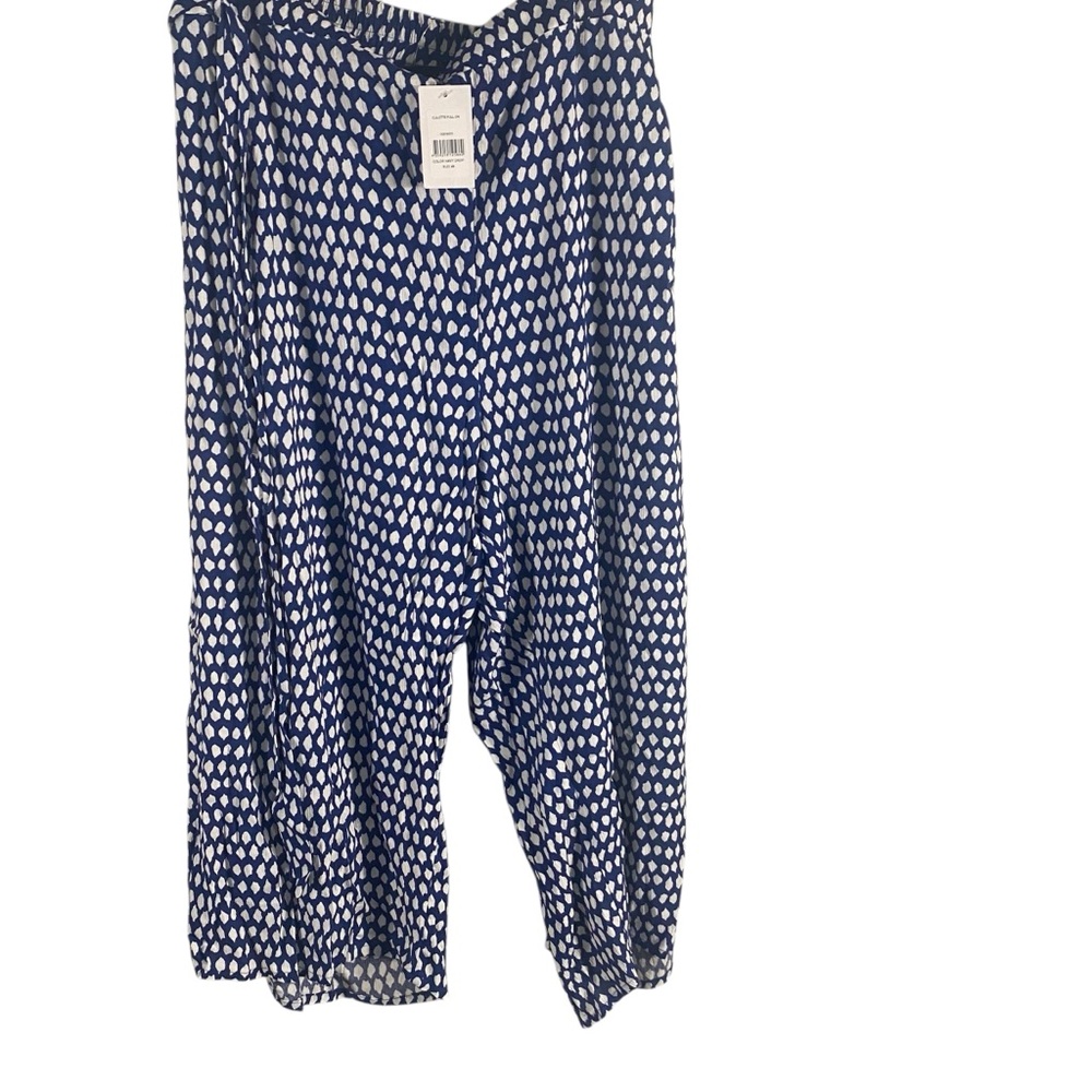 Evan’s Blue and White Pull on Culottes with tie belt Sz 28 NWT